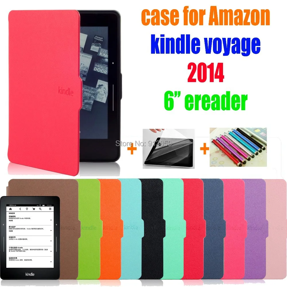

for amazon kindle voyage 6'' ereader 2014 protective cover smart case +screen protector+stylus as gift