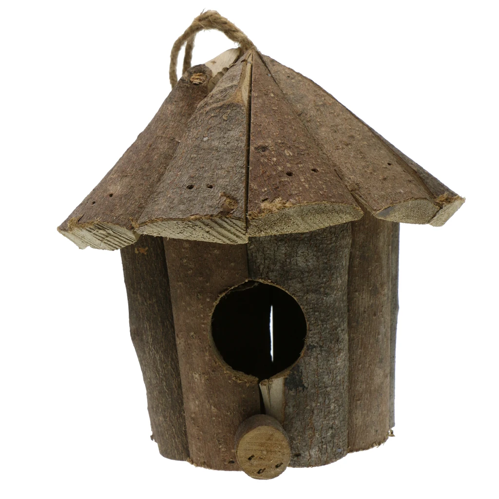 Small Bird Nest Box Wild Life Hanging Pocket House Garden Decor # H Round 