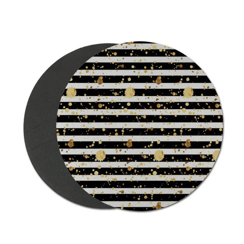 MaiYaCa пользовательский кожаный плавающий горошек черный и золотой на белом Подгонянный Ноутбук игровой Lockedge коврик для мыши круглый коврик для мыши 22x22 см - Цвет: 20X20 CM
