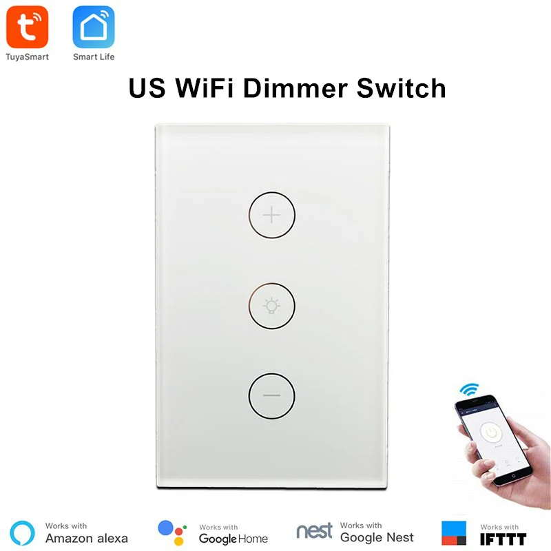 Туя США WiFi умный настенный выключатель света диммер мобильное приложение пульт дистанционного управления без концентратора требуется работа с Amazon Alexa Google Home IFTTT