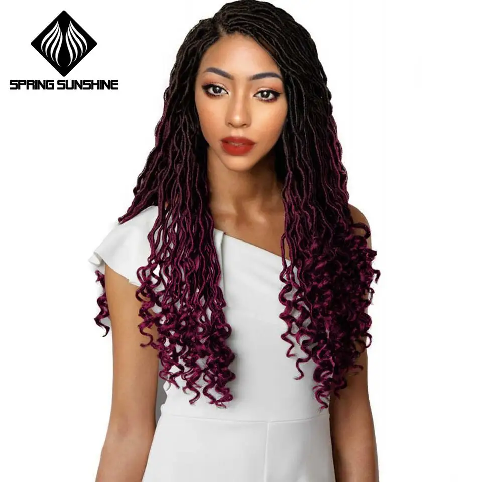 

Spring sunshine Bohemian Faux Locs Curly Crochet Braids Ombre Braiding Hair Bulk Crochet Hair Extensions Synthetic Hair