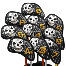 CHAMPKEY NEW Original Design Skull Golf Iron Headcover 10 PCS/SET High Quality Pu Leather Golf Head Cover