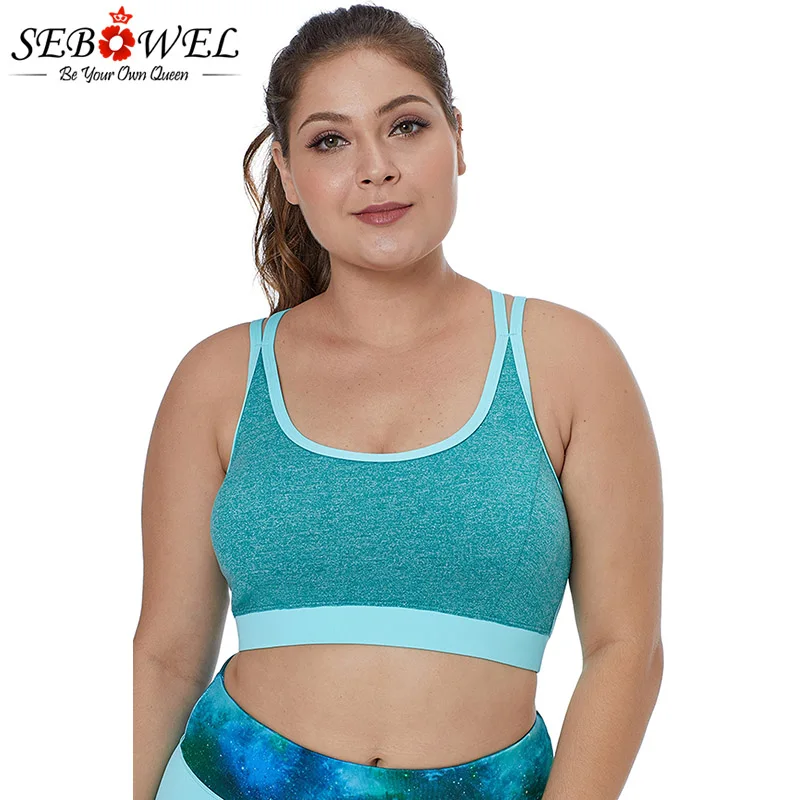 Blue-Double-Straps-Heathered-Sports-Bra-LC26029-4-1 
