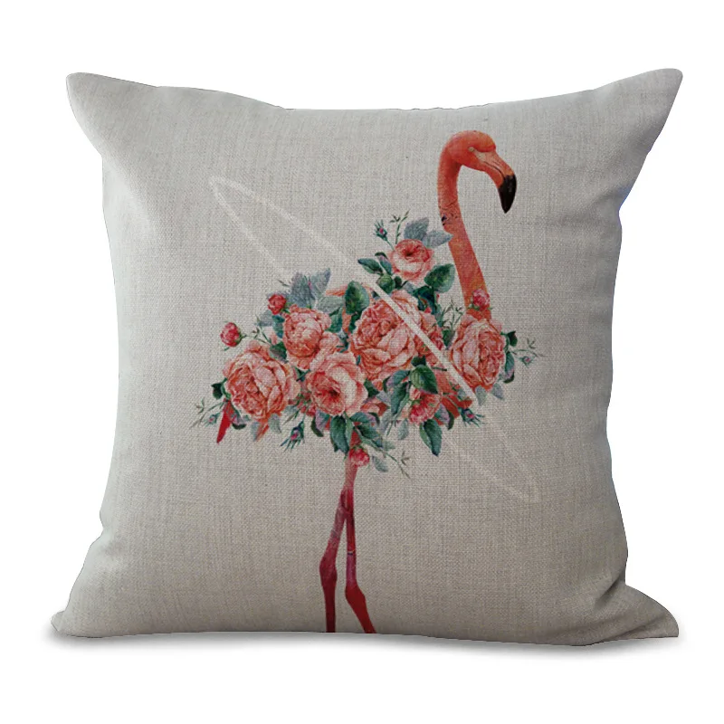 Наволочка из хлопка и льна с принтом фламинго наволочка для дивана подушка