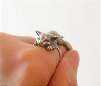 

Drop shipping-3D Retro Sleeping Cat Ring