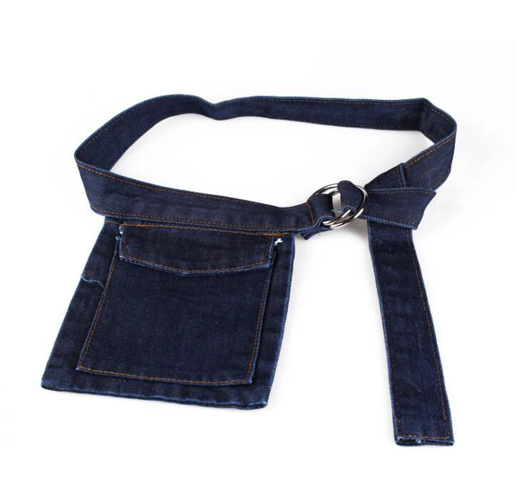 dark blue AIMIYOUNG для женщин поясная сумка деним небольшой сумки на пояс телефонные чехлы Панк кошелек для монет модная нагрудная сумка - Цвет: dark blue