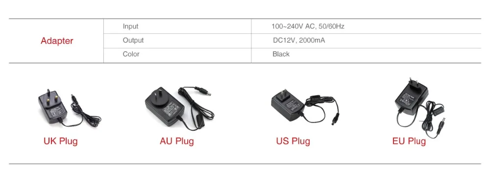 Tonton 12 V 2A AC 100 V-240 V адаптер преобразователя DC 12 V 2A 2000mA блок питания EU UK AU US Plug 5,5mm x 2,1mm для ip-камеры видеонаблюдения