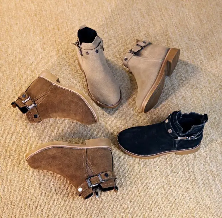 

2019 Winter New Children's Boots Students Warm Princess Shoe Fashion British style girls boots kids sneakers 27-37