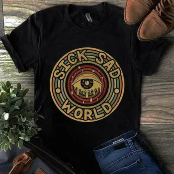

Sick Sad World Crying Eye Vintage Men Black Tshirt S 4Xl