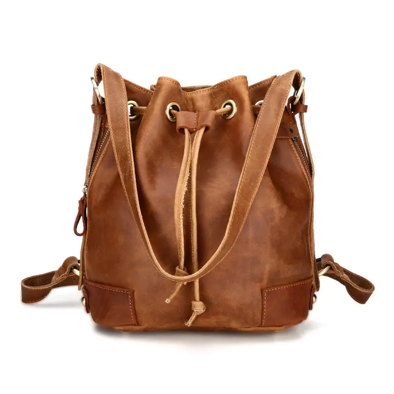 BILLETERA Women Bucket Bag Genuine Leather Fashion Women Shoulder Bag Drawstring Women Handbag Crossbody Messenger bag