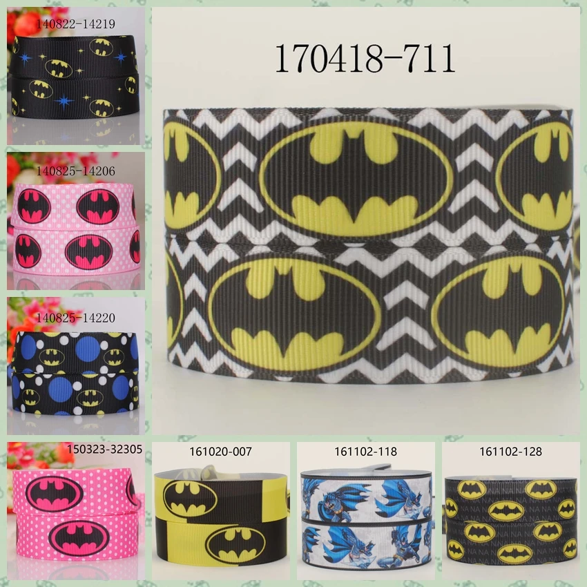 

10yards -different sizes - cartoon bat-man ribbon printed Grosgrain ribbon
