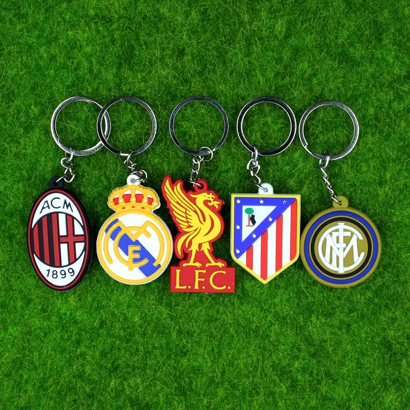 

NEW Key Ring RONALDO Messi Europe Football leagues Soccer Club Logo Bronze Keychains Club Keychain Liverpool Real Madrid