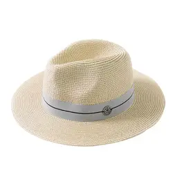 Летние повседневные солнцезащитные кепки для Для женщин Мода Письмо М соломенная шляпа для человека пляж солнце соломенная шляпа-Панама