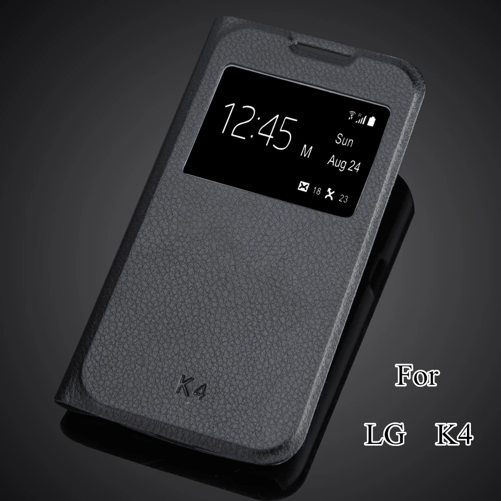 

K4 Luxury Capas View Window case for LG K4 Lte K120e K130e K121 K 4 LGK4 4.5" super thin flip cover leather case Capa Para