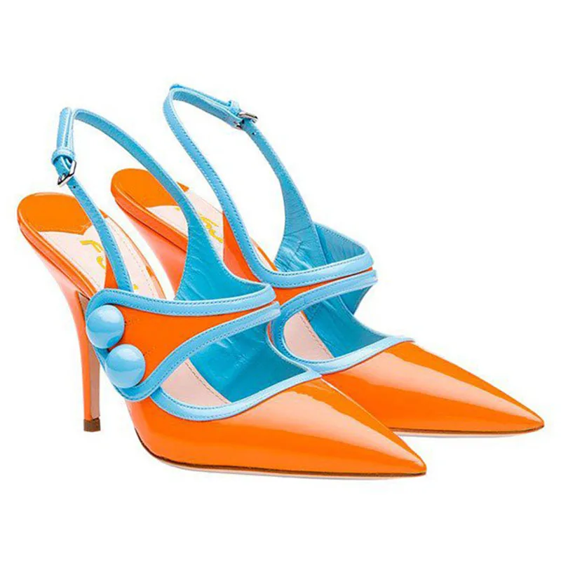 FSJ женская обувь женские туфли лодочки 2018 Демисезонный оранжевый Slingback