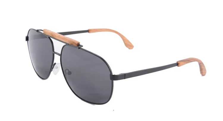 Новое поступление ретро брендовый дизайн металлические солнцезащитные очки, мужские солнцезащитные очки TAC Polariod металлические и бамбуковые смешанные солнцезащитные очки для улицы Oculos 1567 - Цвет линз: black grey