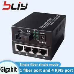 Bliy мини gigabit 1G4E волокна переключатель 1 волокно до 4 rj45 порт ethernet оптоволоконный poe коммутатор ethernet ОНУ Олт гигабитный коммутатор ftth