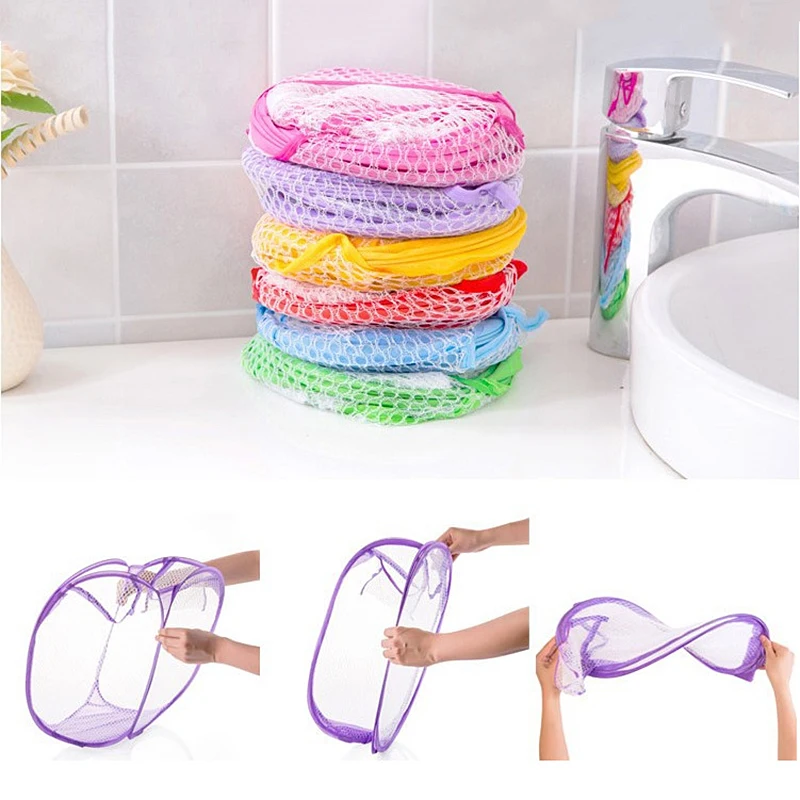 Pop Up Washing Clothes Laundry Basket Bag Foldable Mesh Storage Toy Container Organization Dirty clothes basket Home Accessoris