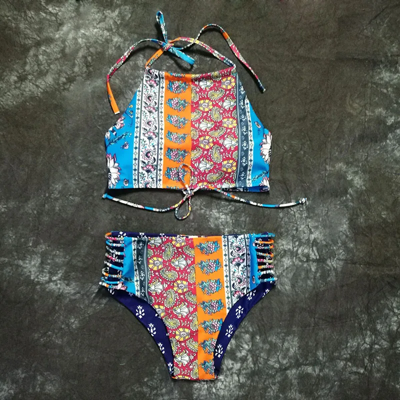 2018 New Swimwear Women European And American Sexy Split Style National Wind Beach Swimsuit