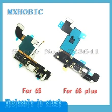 MXHOBIC 20 pçs/lote Carregador de Carregamento Porta USB Dock Connector Cable flex Para o iphone 6 S Plus com Fone De Ouvido Mic fita
