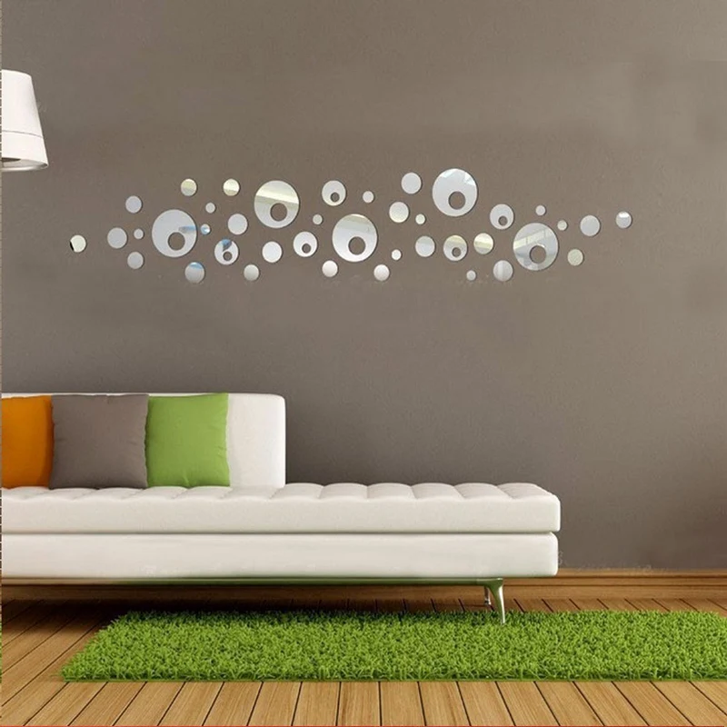2017 new 3d mirror acrylic wall stickers decorative large circle diy