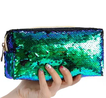 

1 Pc Hot Sale fashion Shiny Pencil Case Color Changing Reversible Sequins Mermaid Pen Bags Magic Cosmetic Bag School Supplies