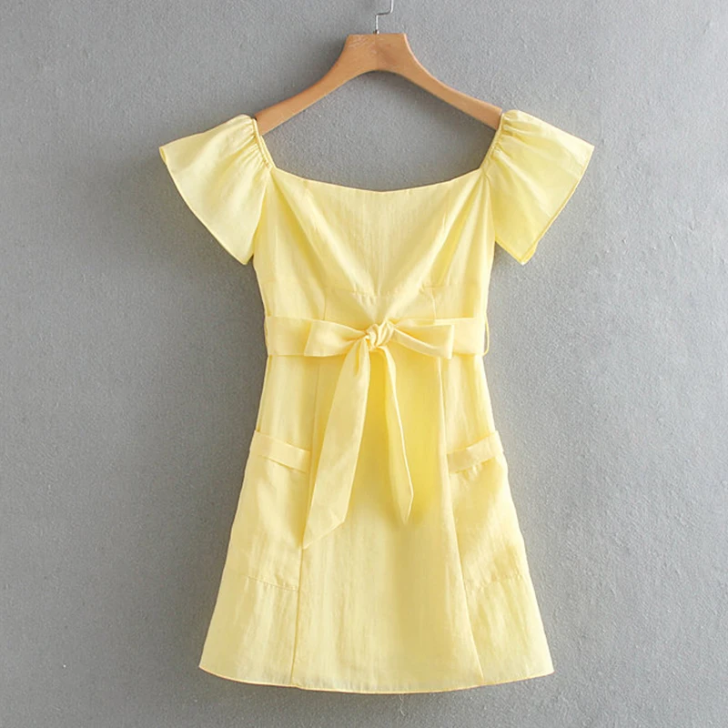 Women's Clothing Dress 2019 Slash Neck Lace-Up Belt Accessories Dress Ms Summer Street Sexy Slim Fit Trend Fashion Clothing