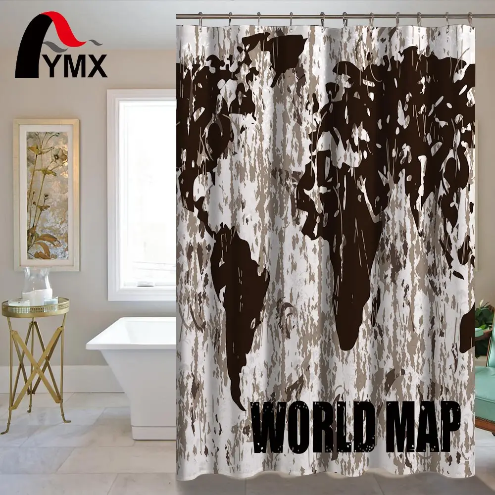 Водонепроницаемая простая занавеска для душа с картой мира Полиэстеровая