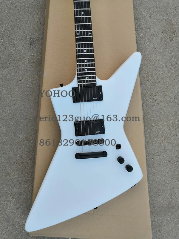 

Custom 6 strings White electric guitar with fixed bridge,black hardware,HH Pickups.customized,Paypal available!Y-9