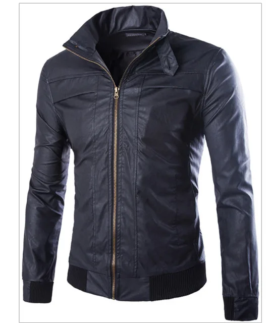 Стройная фигура кожаные куртки для мужчин черный осень-зима Мужская куртка PU Пальто для будущих мам красный из искусственной кожи Искусственная кожа PY12 - Цвет: Синий