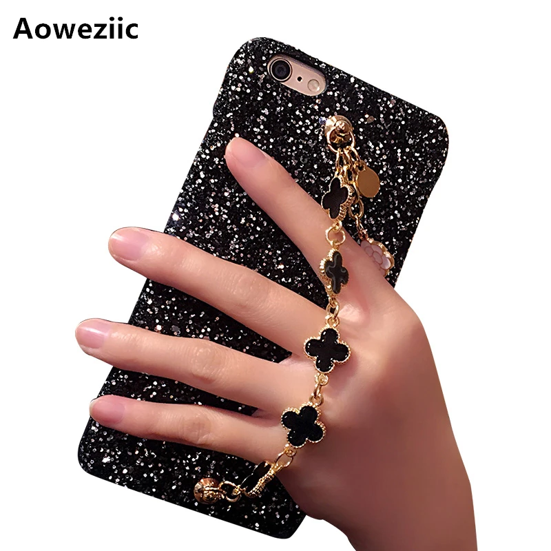 

Aoweziic Hot For iphoneX XR XS MAX mobile phone shell female mobile phone shell red 6S 8 flash powder 7plus 8Plus tide brand New