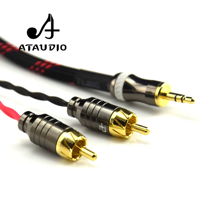Аудиокабель ATAUDIO Hifi Canare 3 5 мм на 2RCA усилитель для мобильного телефона высокое