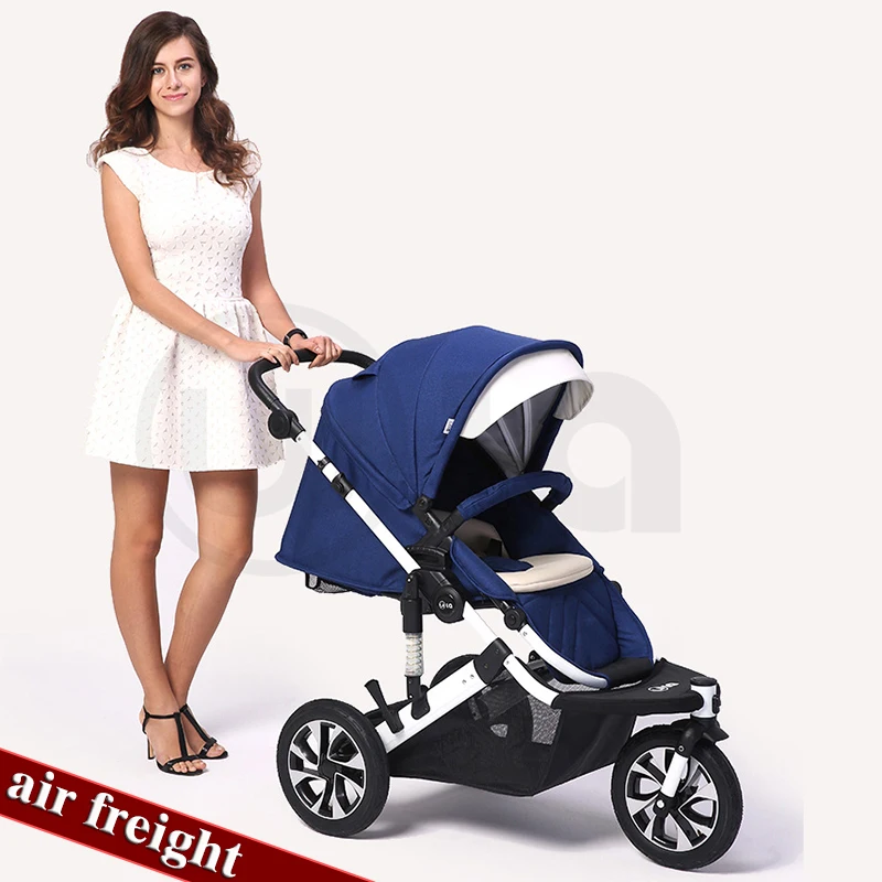 

Three-wheeled stroller high landscape can sit and retreat to stroller baby stroller