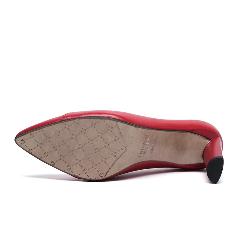 Universe/Офисные туфли-лодочки в сдержанном стиле демисезонные открытые туфли на высоком каблуке из коровьей кожи без шнуровки; цвет черный, красный женские модельные туфли-лодочки женская обувь; H046