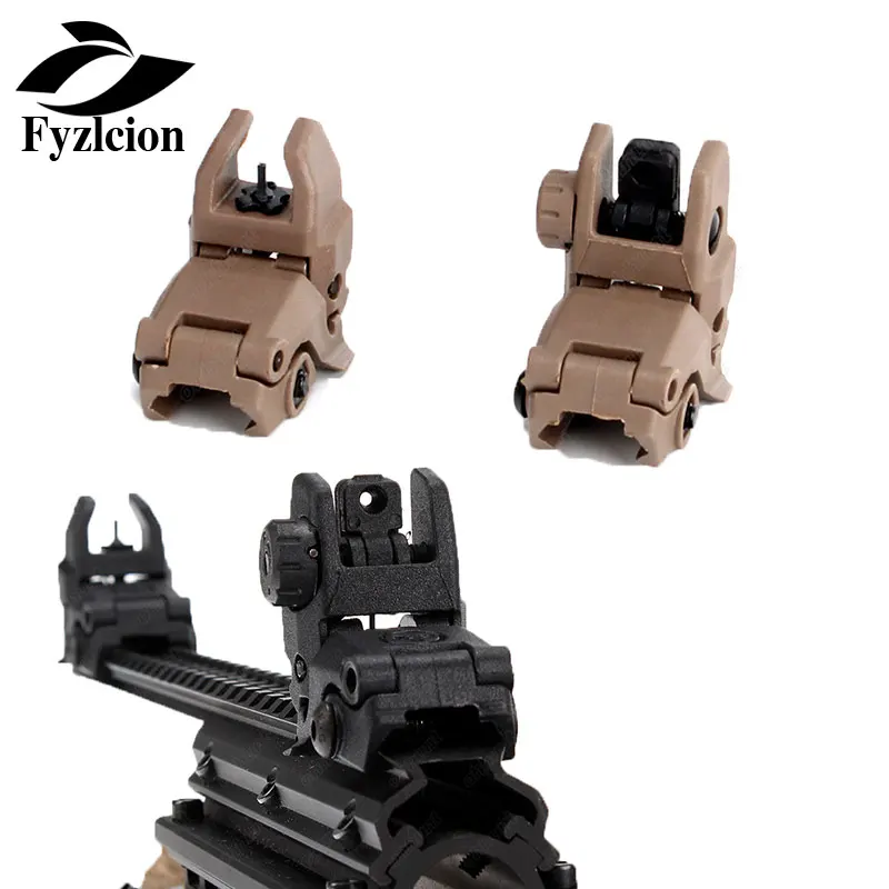 

AR 15 Tactical Flip up Front Rear Sight Set Windage Adjustment Polymer Sights 20mm Rail for Rifle Handguards