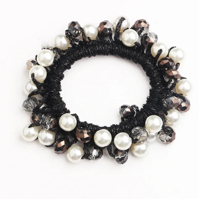 Korean style pearl beaded hair ties Scrunchies Elastic hairband Ponytail Holders women  Hair Rope Rubber gum Hair Accessories 3