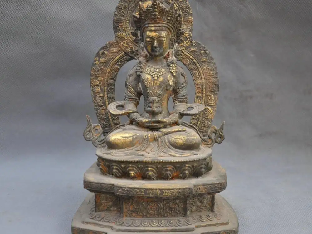 

11'' China Tibetan Buddhism Guanyin Kwan-yin Measureless Buddha Bronze Statue