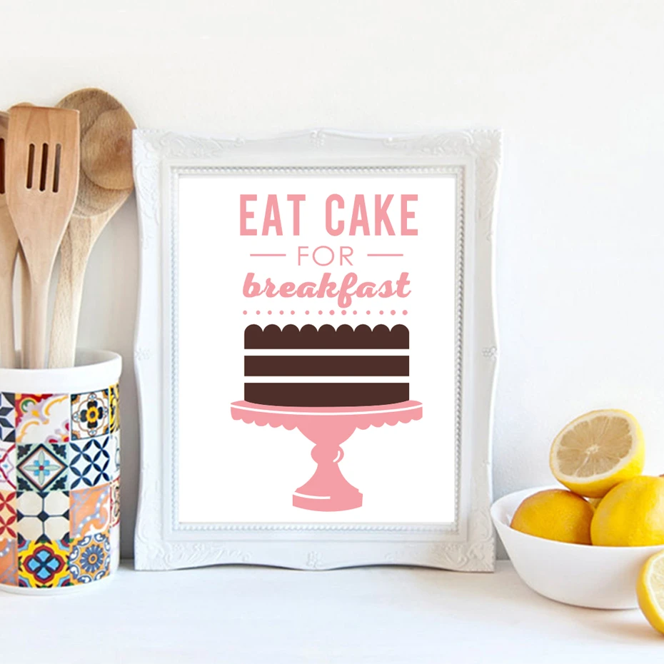 Eat Cake For Breakfast Cake Canvas Painting Posters And Prints Wall Art Pictures For Kitchen Home Decor Unframed Drop Shipping Art Pictures Picture For Kitchenwall Art Picture Aliexpress