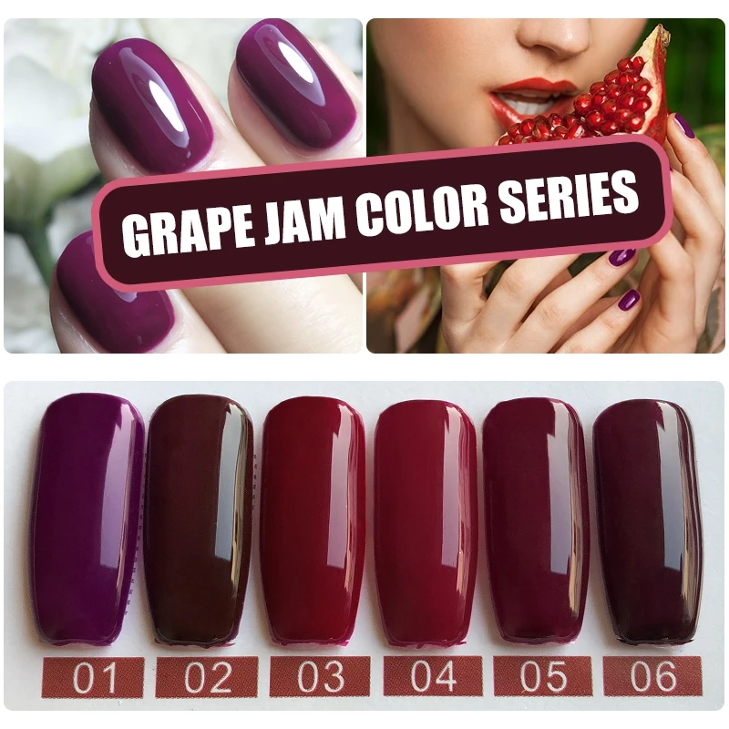 YIFEI высокое качество УФ-гель для ногтей набор 10 мл замачиваемый лак для ногтей Vernis полуперманентные украшения ногтей УФ-гель лак 6 шт - Цвет: Grape Jam Color