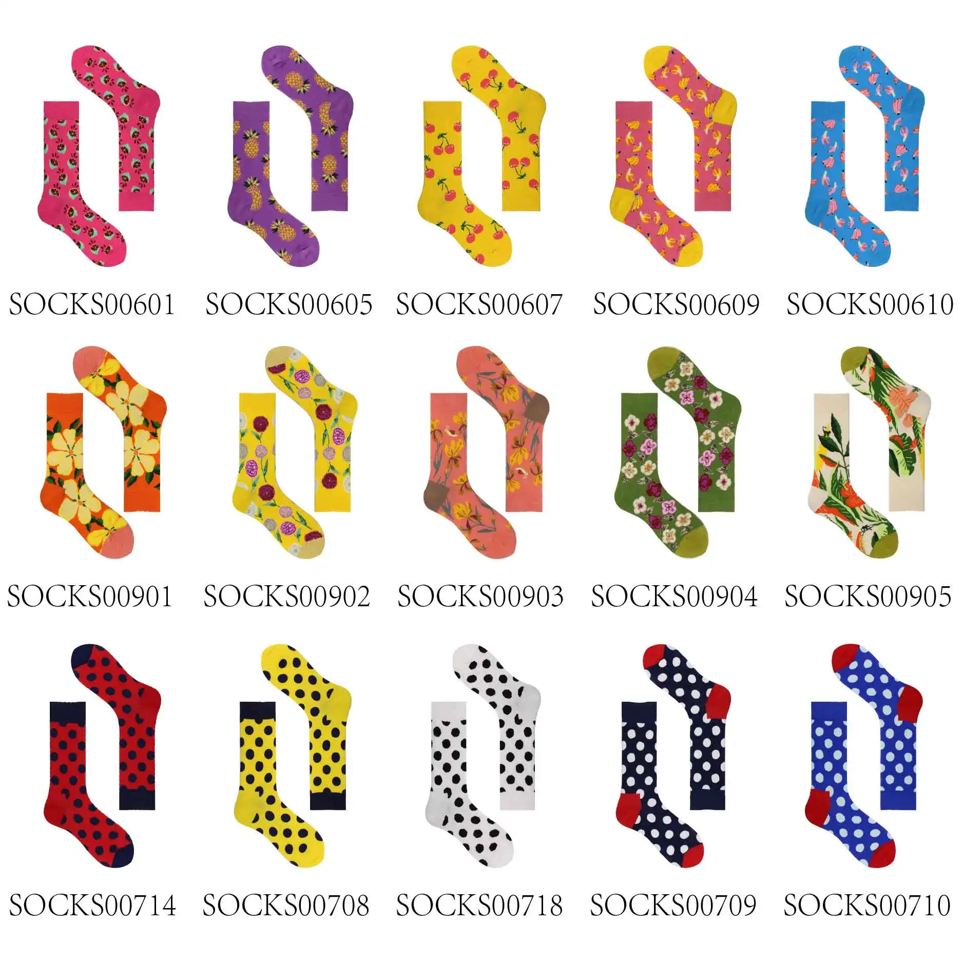 

5 pairs Happy socks spring and summer couple universal combed cotton stocks leisure colorful dot pattern style