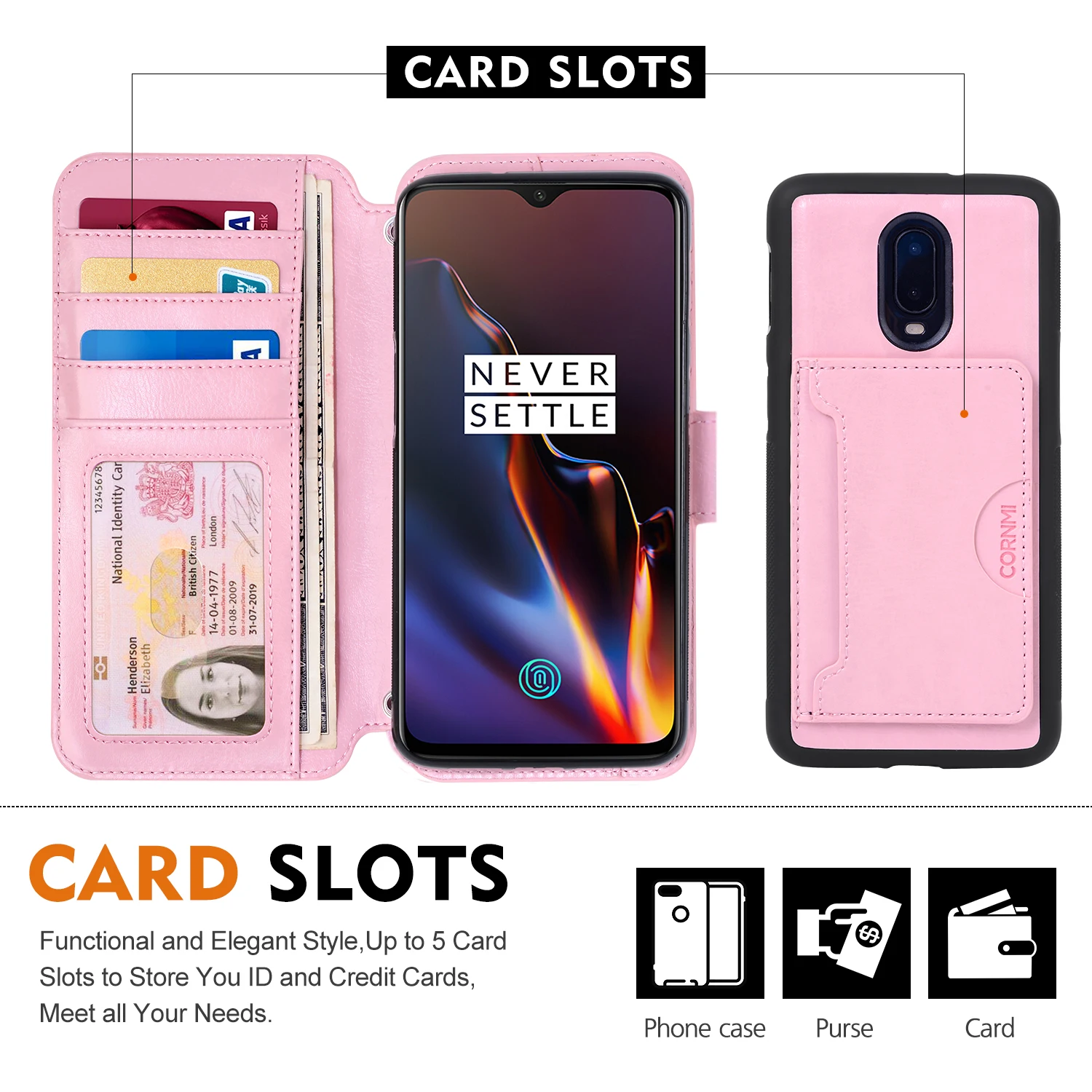 Cornmi бумажник чехол для Oneplus 6 T съемный Флип кожаный чехол 6,4 дюймов с отделением для карт монет Женская сумочка, кошелек