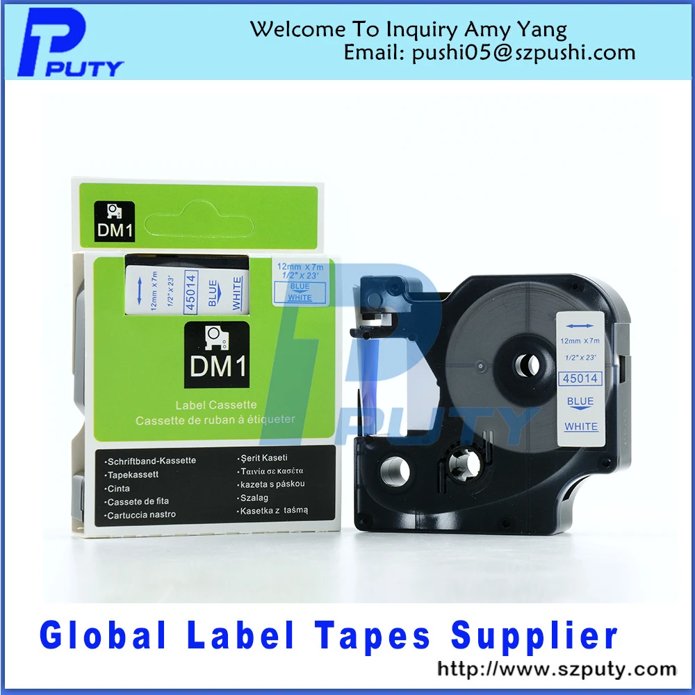 Compatible Dymo D1 Label Maker Tape 45014 12mm Blue on White Label
