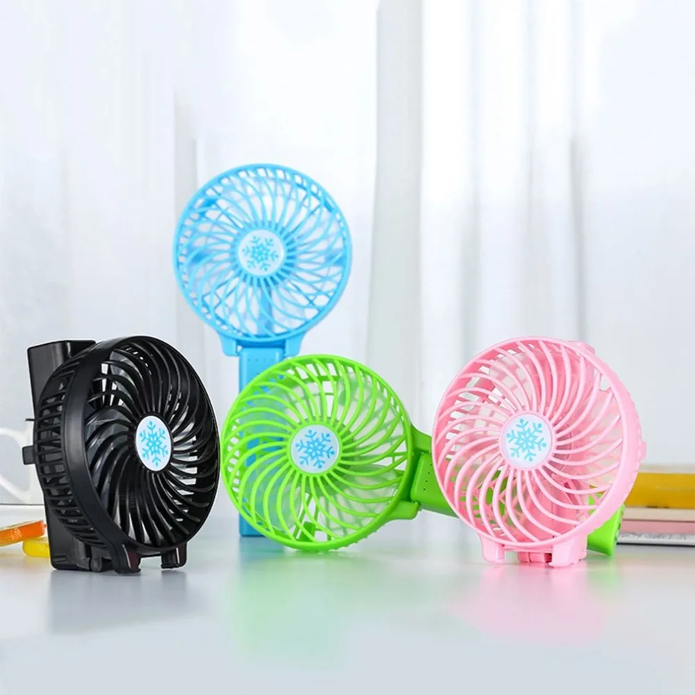 Handheld Portable USB Fan Mini Home USB Charging Fan Travel Desktop Foldable Cooling Fan for Household Office Blue