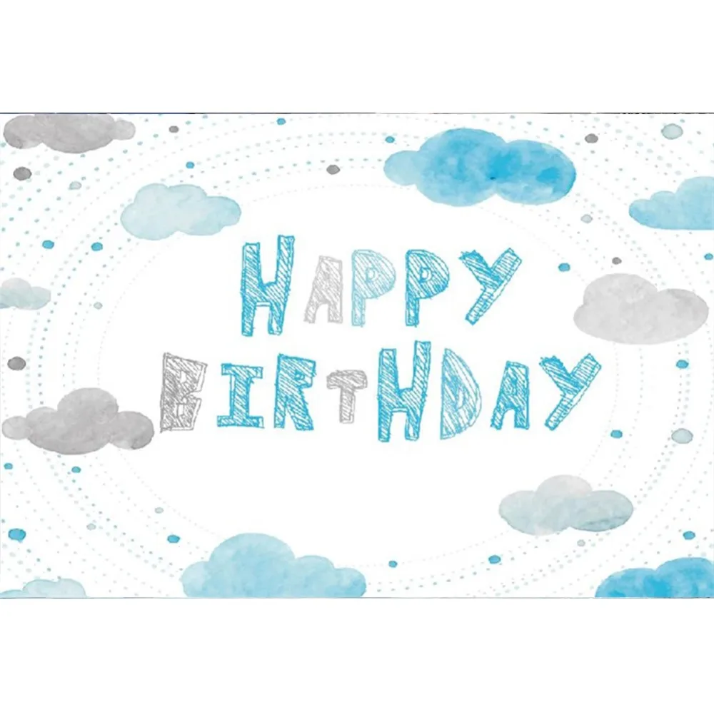 

Laeacco Happy Birthday Clouds Baby Portrait Celebration Stage Scene Photography Backdrops Photographic Photo Studio Backgrounds