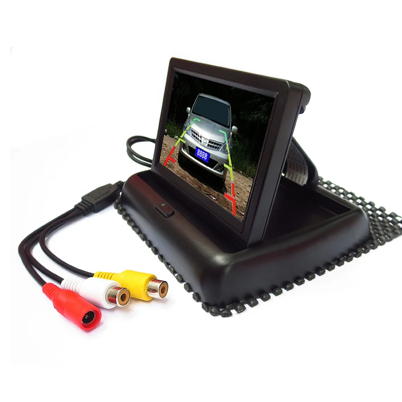 Автомобильный монитор для парковки, Настольная папка, цифровой светодиодный TFT зеркало с подсветкой, 4," дюймовый ЖК-монитор для автомобиля с 2 видеовходами для заднего вида
