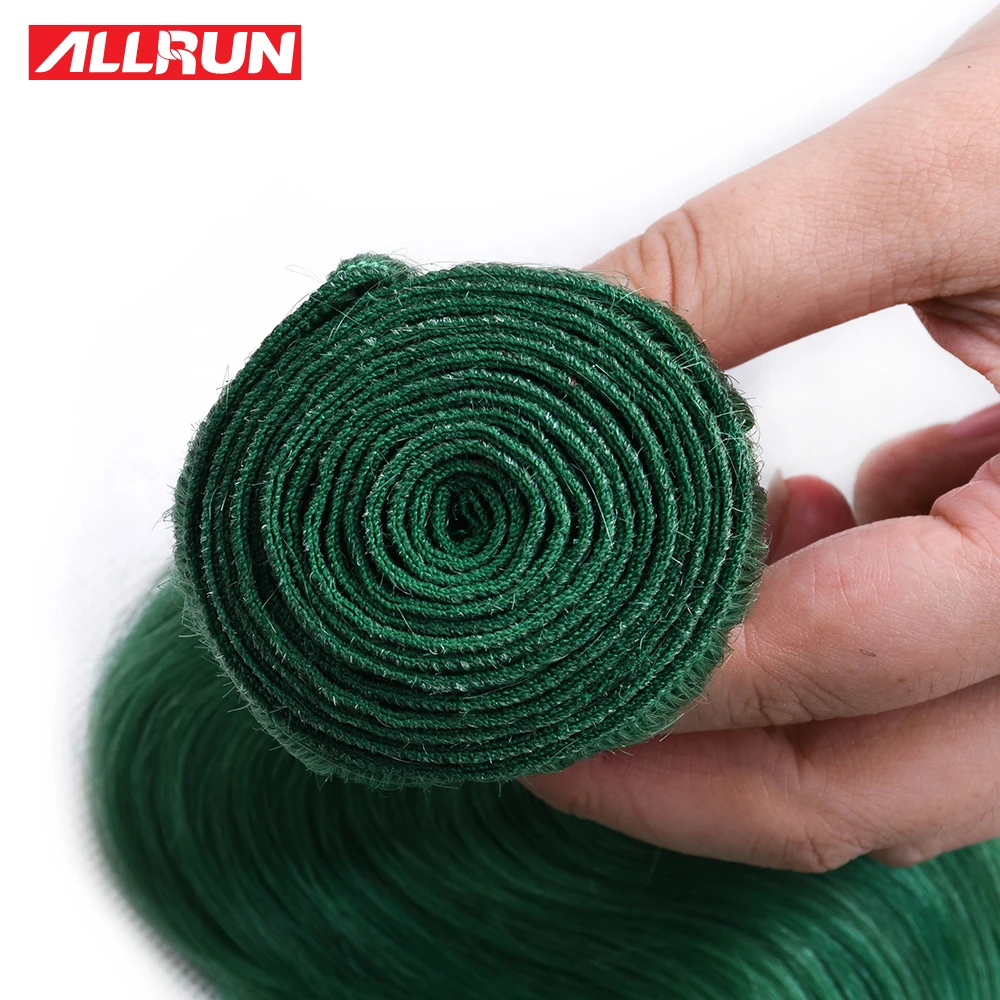 ALLRUN Brazilian Human Hair Weave Bundles Remy Hair Body Wave 1/3/4 Bundles 100% Human Hair Extension Green Colorful Dyed Hair ALLRUN Brazilian Human Hair Weave Bundles Remy Hair Body Wave 1/3/4 Bundles 100% Human Hair Extension Green Colorful Dyed Hair