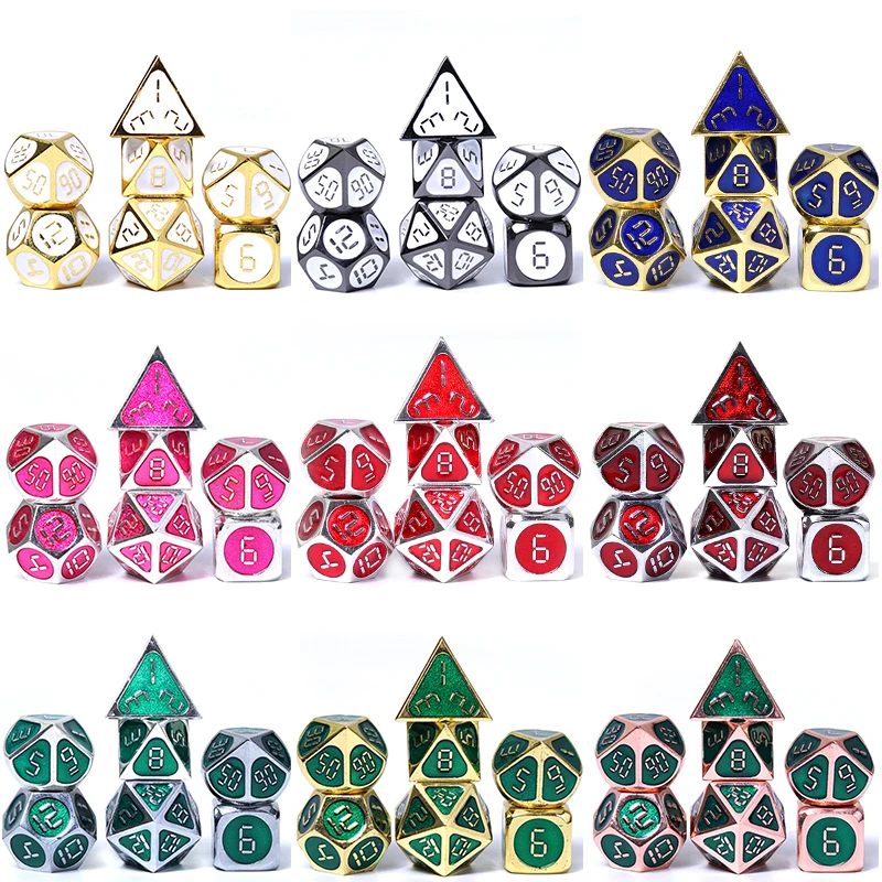 

Chengshuo rpg dice metal dnd set polyhedral dungeon and dragon tabletop game zinc alloy available in multiple colors d20 10 8 12