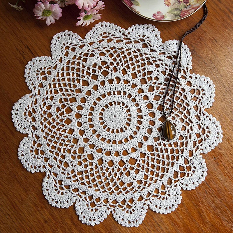 1 шт. 30 см белый круглый ручной работы хлопок крючком кружева Doily Doilies столовые приборы домашний кофе магазин стол столовые приборы