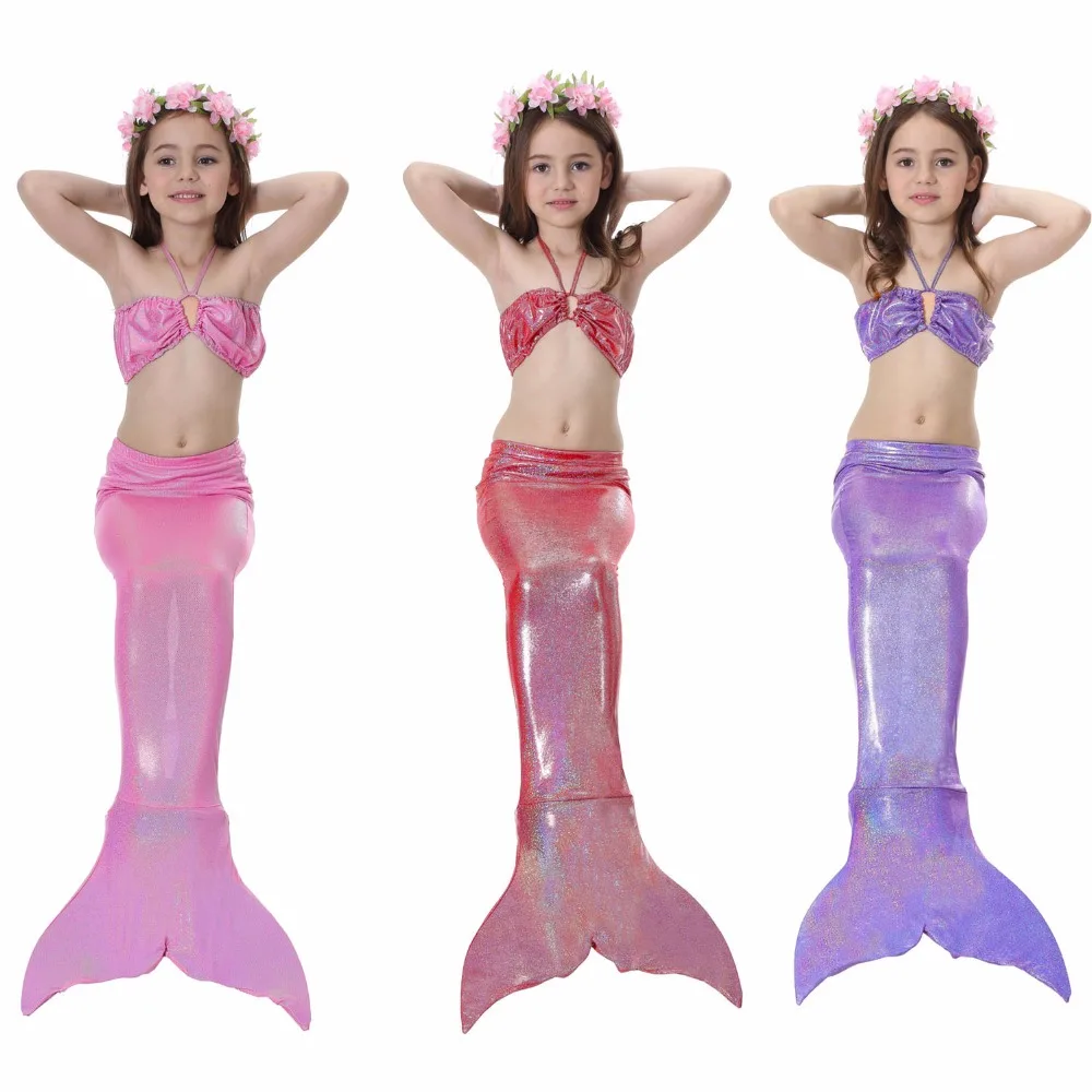 

2018 Girls Mermaid Tail Costume with Monofin for Girls Kids Swimming Swimmable Mermaid Tails Cosplay Princess Dress Children