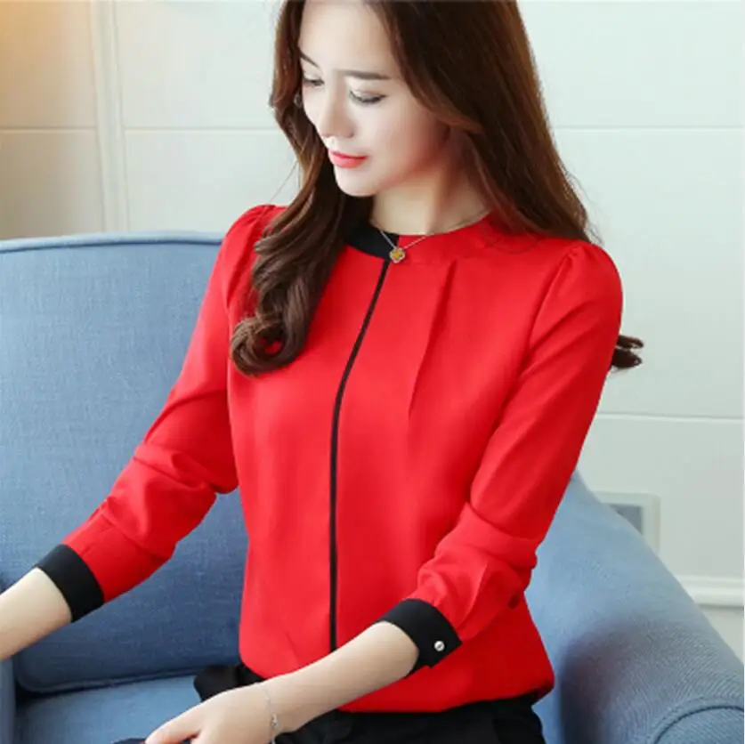 

2019 Fashion Women Blouses OL Office Shirt Long Sleeve Chiffon Blouse Women Tops camisa feminina